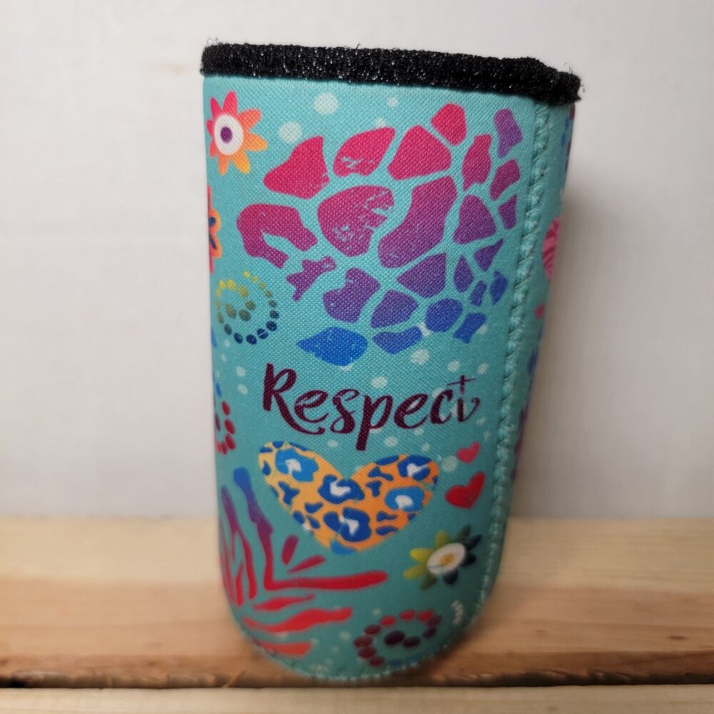 Blue Can / Cup Koozie Hearts & Flowers